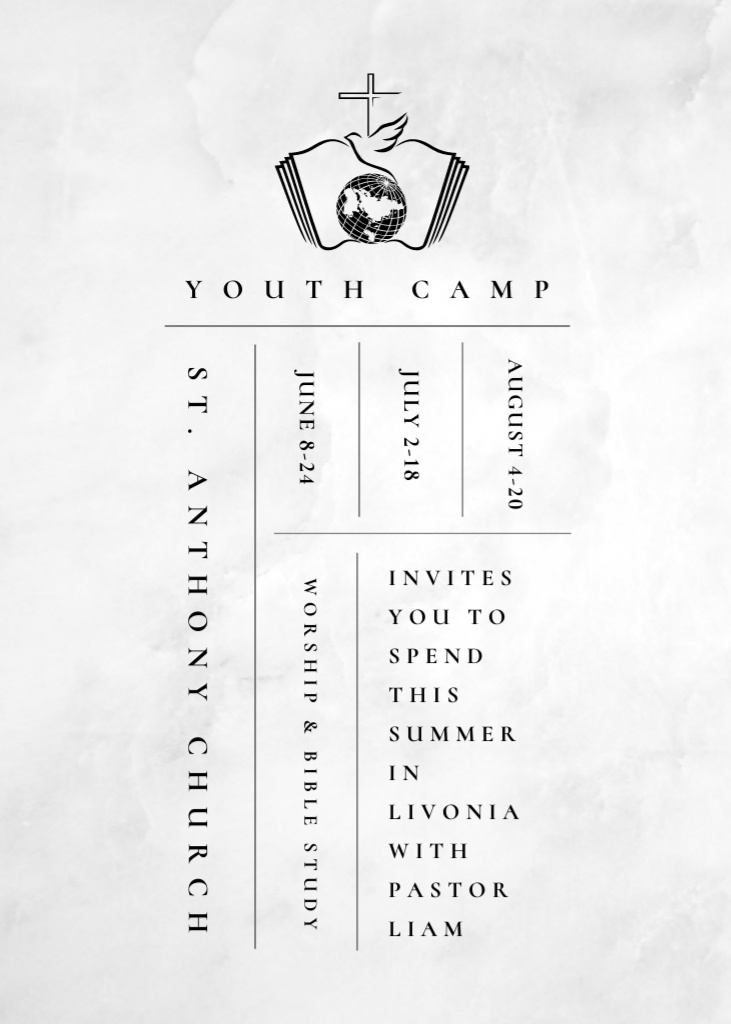 Ontwerpsjabloon van Flayer van Youth Religion Camp Promotion in White