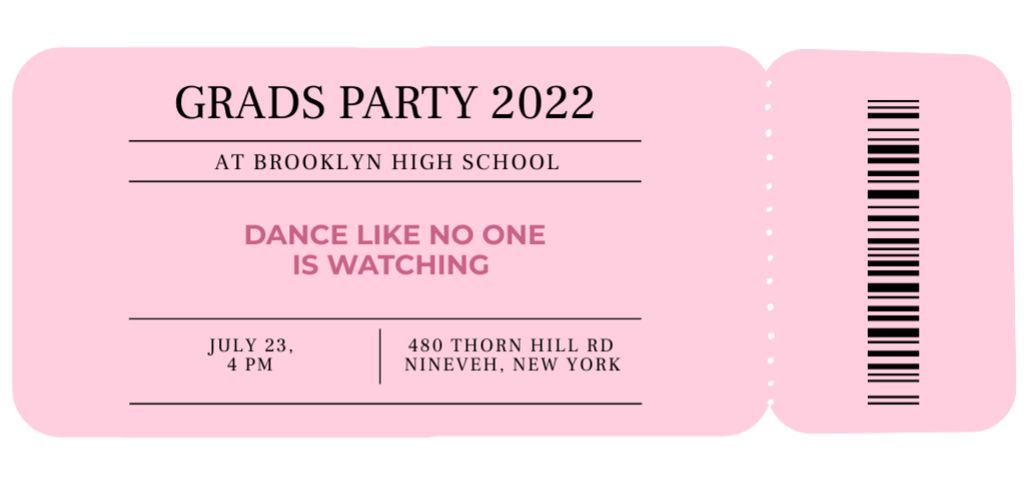 Graduation Party Announcement In Pink Ticket DL Design Template