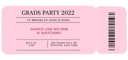 Ballagási parti bejelentése rózsaszínben Ticket DL tervezősablon