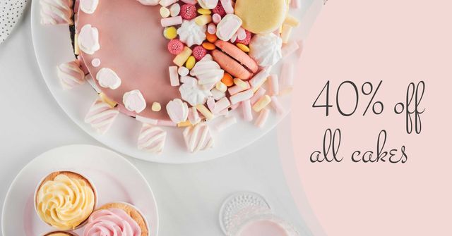 Bakery Promotion Sweet Pink Cake Facebook AD Tasarım Şablonu