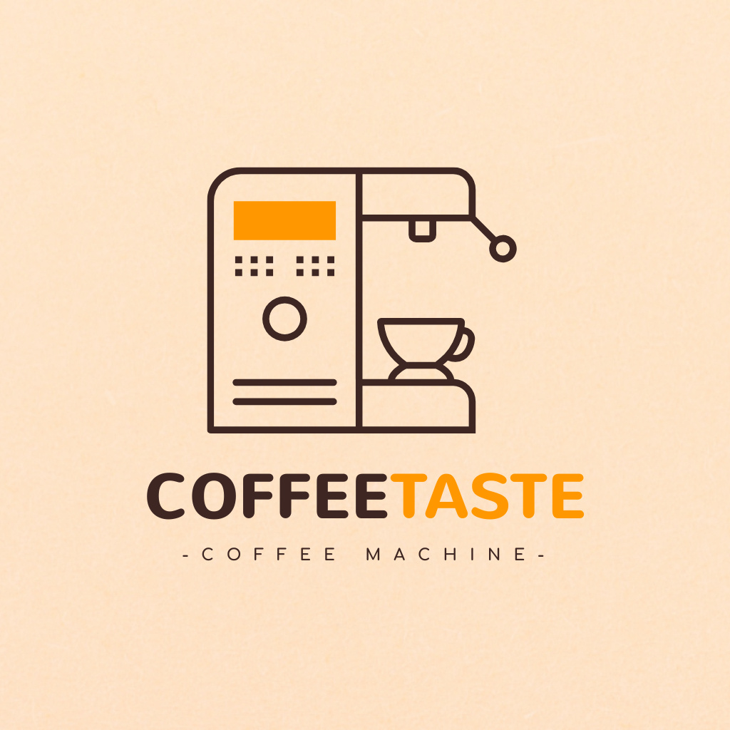 Cafe Ad with Cup on Coffee Machine Logo Modelo de Design