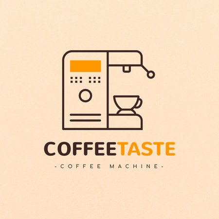 Cafe Ad with Coffee Machine Logo Tasarım Şablonu