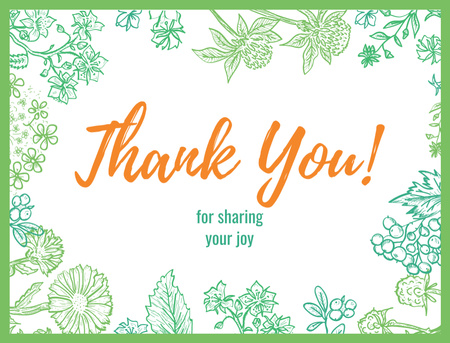 Thank you card on Greens Frame Thank You Card 4.2x5.5in Design Template
