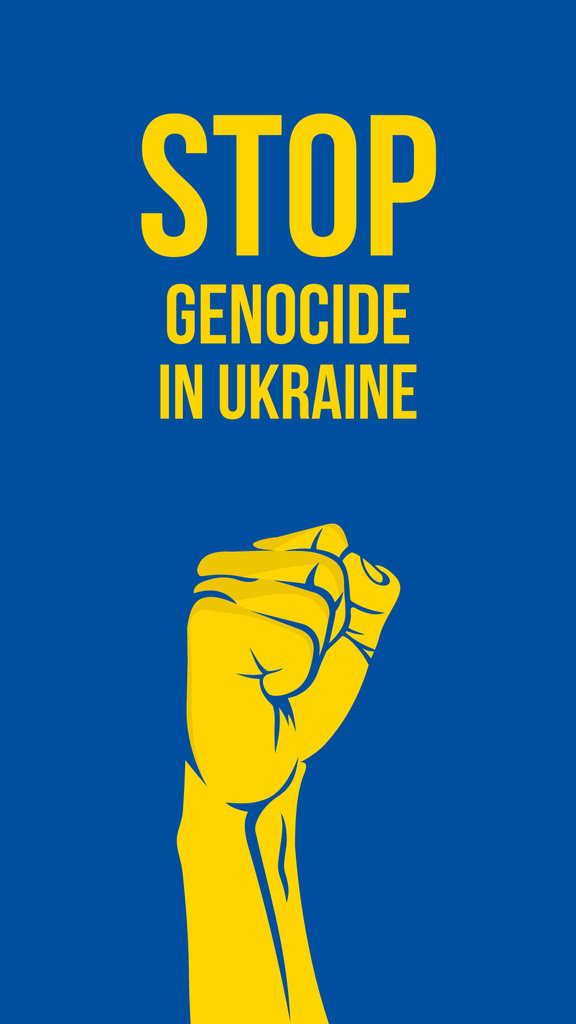 Stop Genocide in Ukraine with Yellow Fist Instagram Story Πρότυπο σχεδίασης