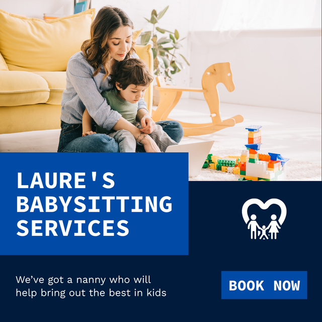 Designvorlage Offer Book Babysitting Services Now für Instagram