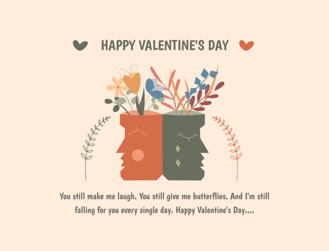 Cute Valentine's Day Celebration With Wishes Postcard 4.2x5.5in Tasarım Şablonu