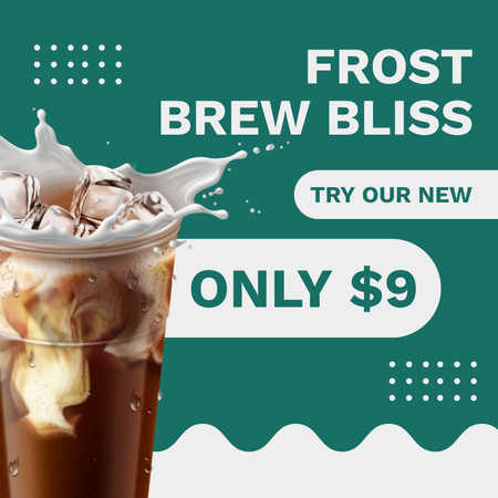 Cold Brew Coffee With Cream And Fixed Price Offer Instagram AD Design Template
