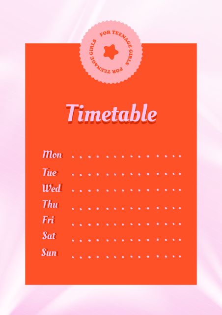 Cute Timetable for Teenage Girls Schedule Planner tervezősablon