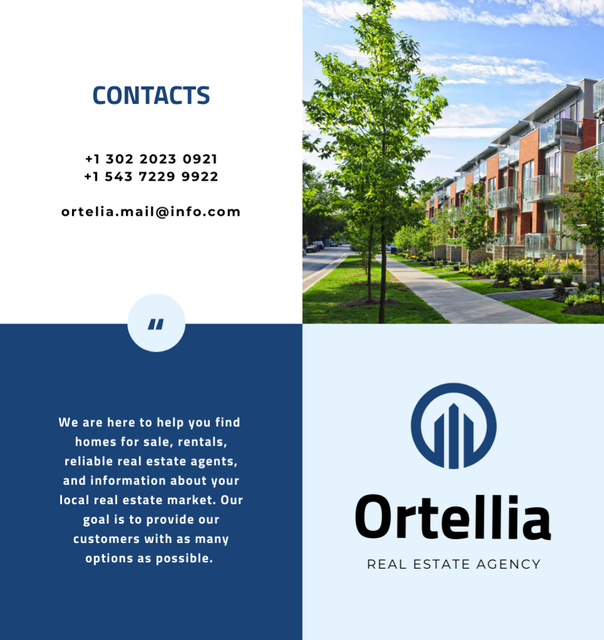 Reliable Real Estate Agency Ad with Modern Houses In Raw Brochure Din Large Bi-fold Design Template