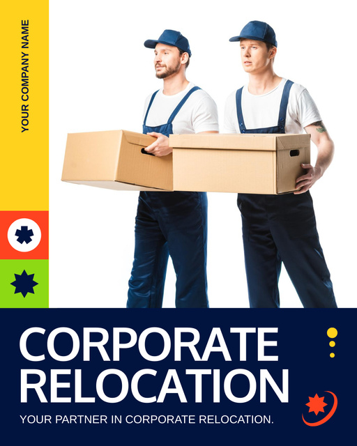 Services of Corporate Relocation with Delivers Instagram Post Vertical Πρότυπο σχεδίασης