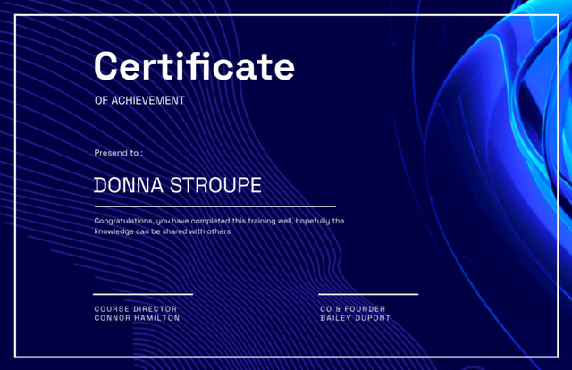 Template di design Award of Appreciation on Blue with Lines Certificate 5.5x8.5in