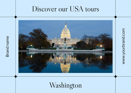 Travel Tour in USA Postcard Design Template