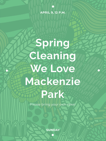 Spring Cleaning Event Invitation Green Floral Texture Poster US – шаблон для дизайну