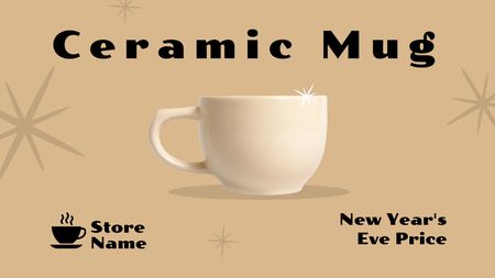 New Year Offer of Cute Ceramic Cup Label 3.5x2in Design Template