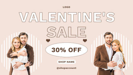 Heartfelt Valentine's Day Sale with Couple in Love FB event cover Design Template