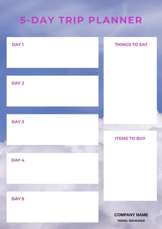 5 Day Trip Planner Schedule Planner – шаблон для дизайну