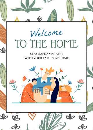 Welcome Home Greeting Postcard A6 Vertical Design Template