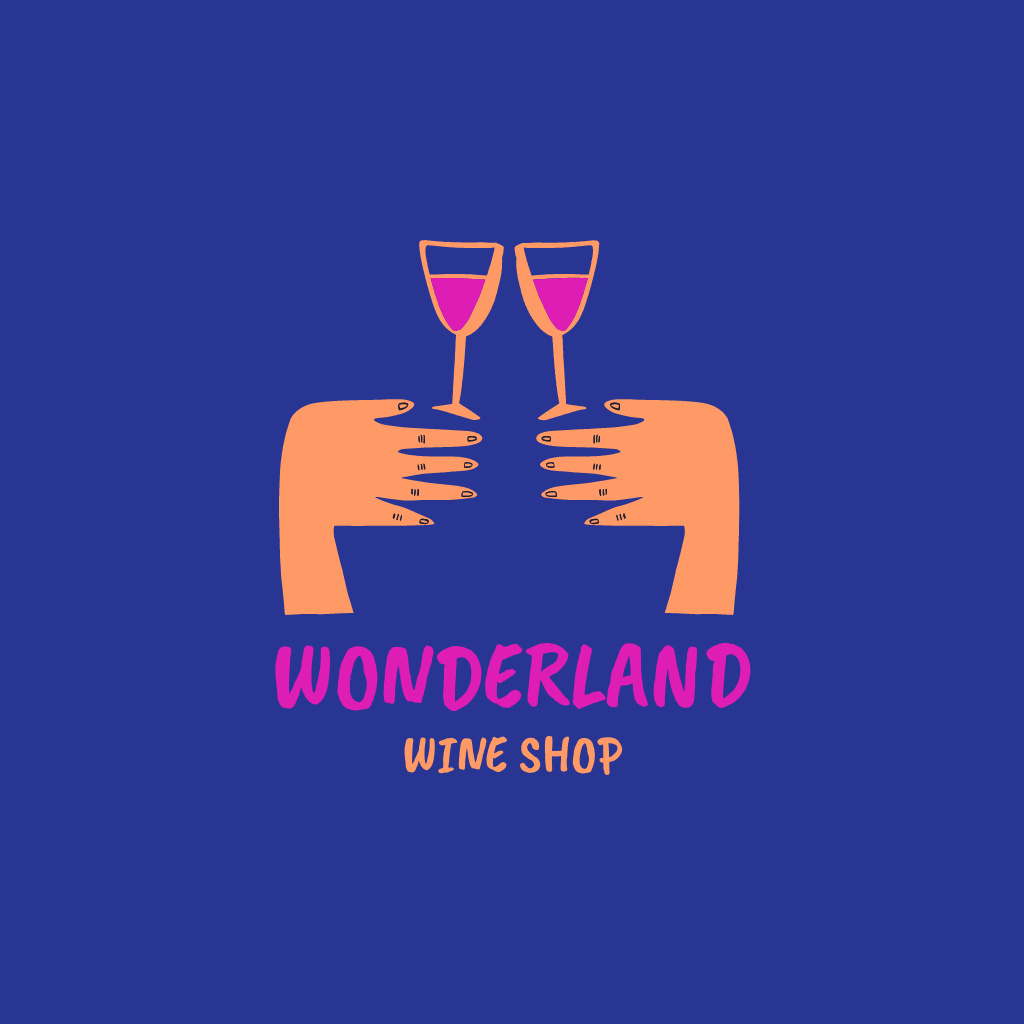 Wine Shop with People holding Wineglasses Logo Modelo de Design