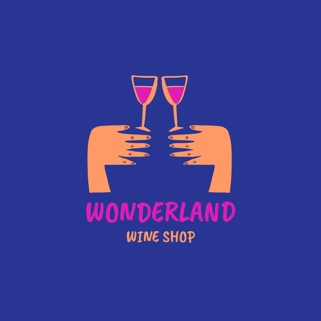 Wine Shop with People holding Wineglasses Logo Design Template