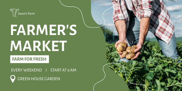 Farmer's Market Advertisement with Fresh Produce Twitter Modelo de Design