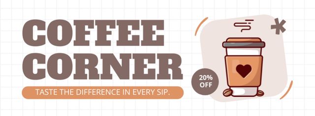 Ontwerpsjabloon van Facebook cover van Coffee Corner Shop Offer Discounts For Coffee
