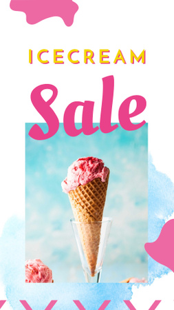 Melting Ice Cream Sale on Pink Instagram Story Design Template