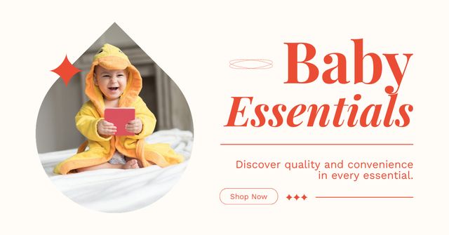 Quality and Convenient Essentials for Babies Facebook AD Design Template