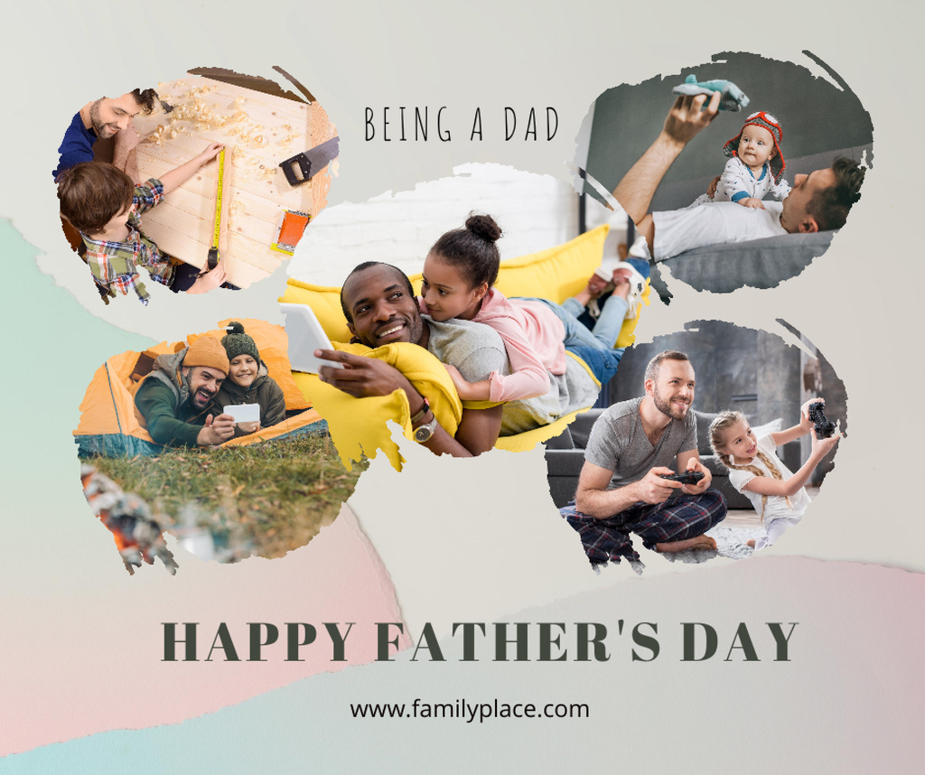Happy Dads with their Kids on Father's Day Facebook Modelo de Design
