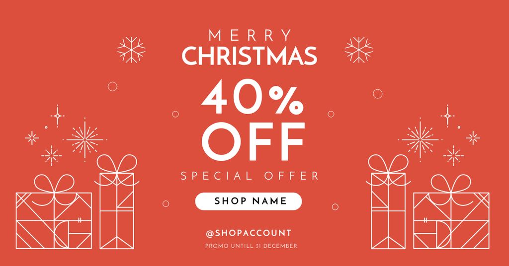 Christmas Special Offer Illustrated Red Facebook AD Design Template