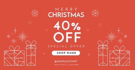 Christmas Special Offer Illustrated Red Facebook AD Design Template