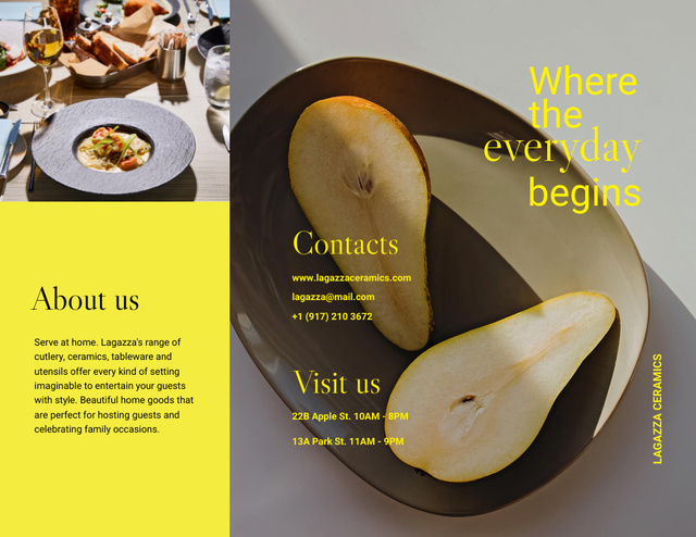 Designvorlage Fresh Pears on Plate für Brochure 8.5x11in