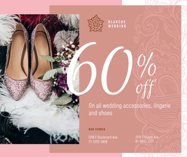 Ontwerpsjabloon van Facebook van Wedding Store Offer Woman with Shoes 