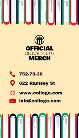 University Official Merchandise Advertisement Business Card US Vertical Design Template