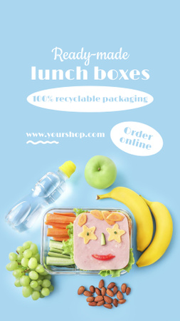 Ontwerpsjabloon van Instagram Video Story van School Food with Ad of Lunch Boxes