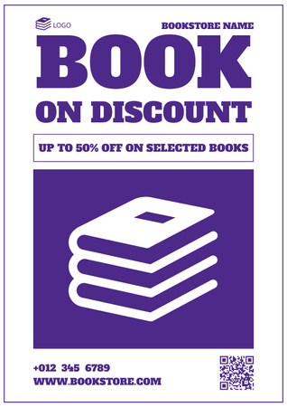 Ad of Books of Discount Poster tervezősablon