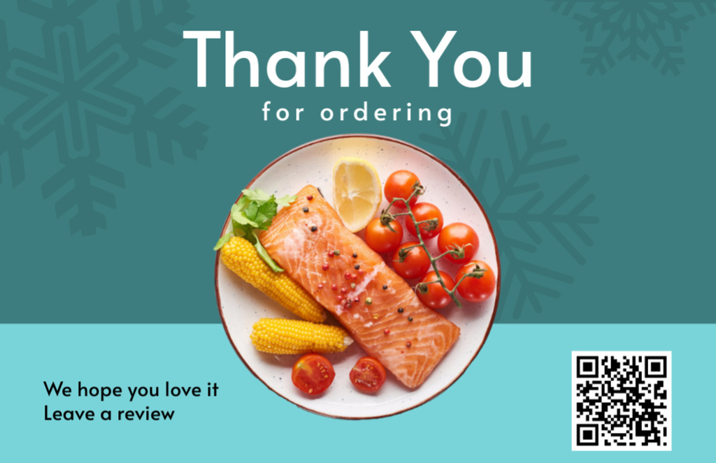 Thank You for Ordering Phrase with Tasty Dish Thank You Card 5.5x8.5in Šablona návrhu