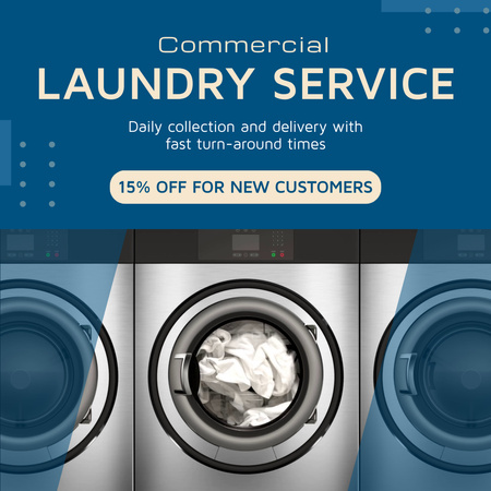 Commercial Laundry And Delivery Service With Discount Animated Post Šablona návrhu