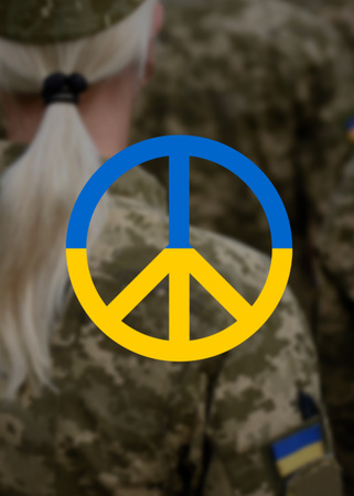 Peace Sign in Ukrainian Flag Colors Flayer Design Template