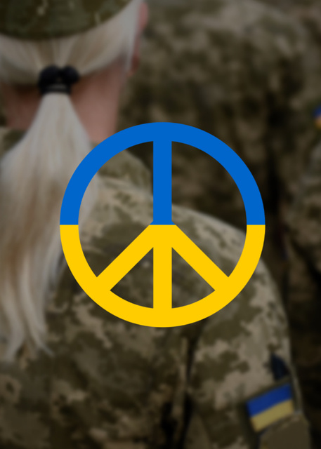 Designvorlage Peace Sign in Ukrainian Flag Colors für Flayer