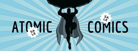 Ontwerpsjabloon van Facebook Video cover van Comics Sale Offer with Superhero