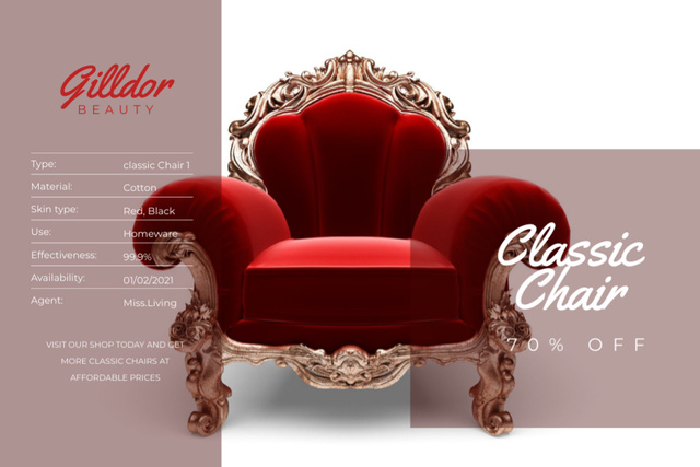 Classic Furniture Advertisement Label Design Template