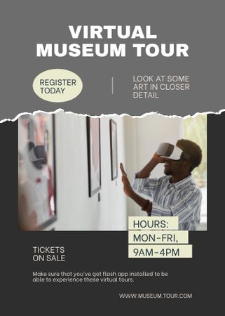 Virtual Museum Tour Announcement Invitation Design Template