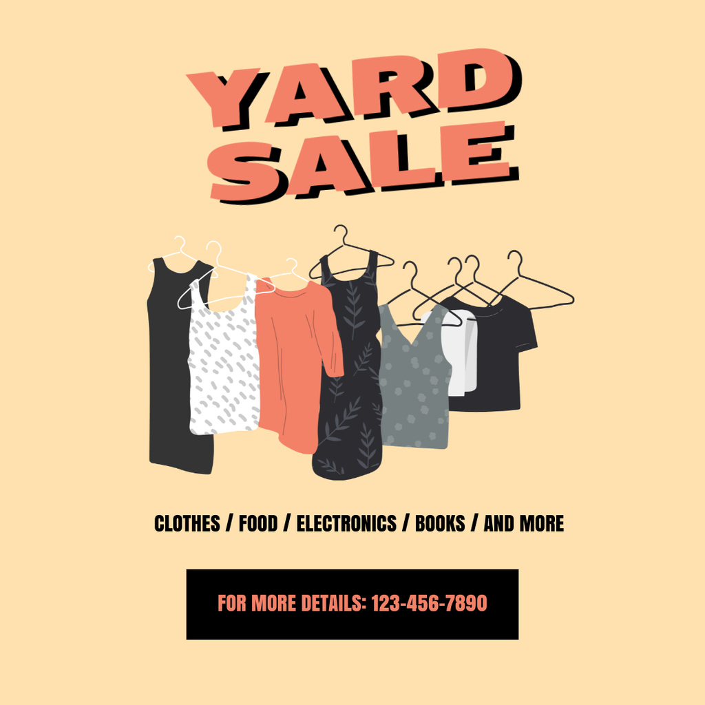 Yard Sale Promotion With Illustration Of Clothes Instagram Design Template