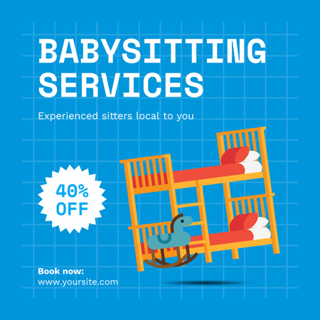 Bunk Bed with Toy Horse for Childcare Service Offer Instagram Design Template