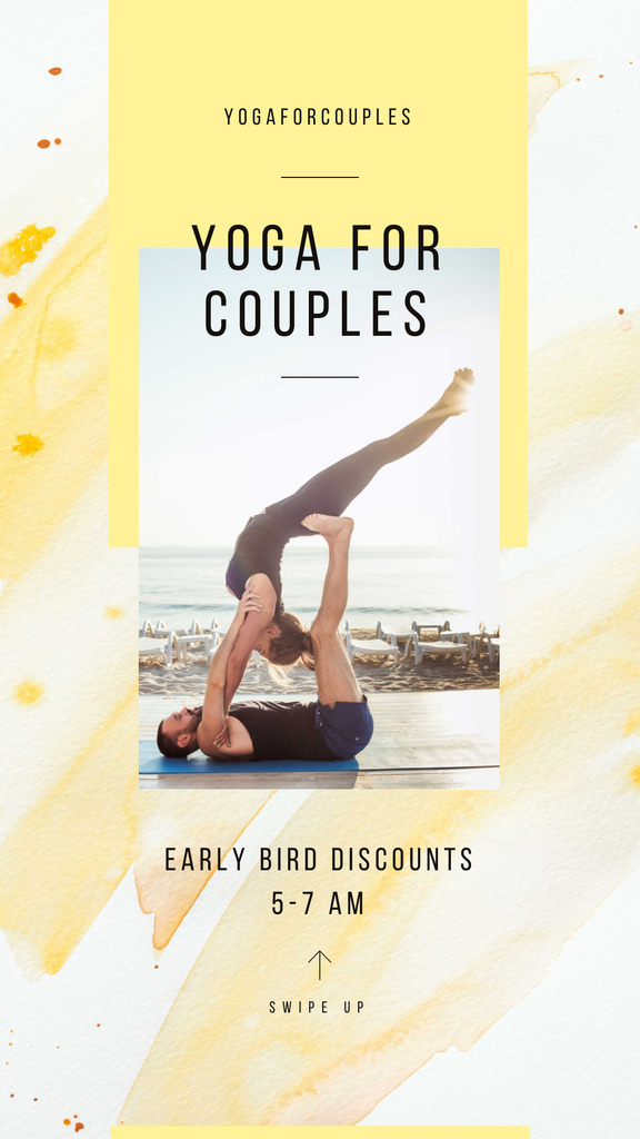 Couple practicing yoga Instagram Story Design Template