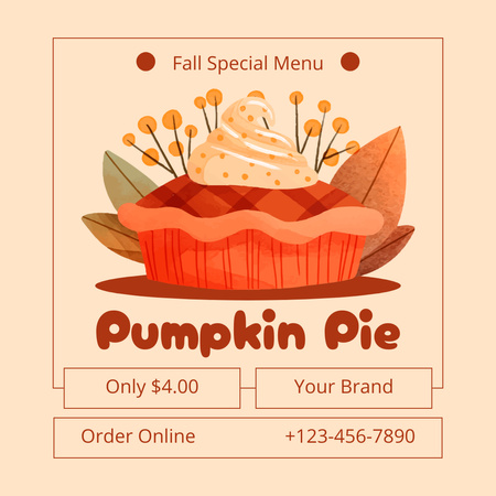 Special Autumn Menu Offer with Pumpkin Pie Animated Post Design Template