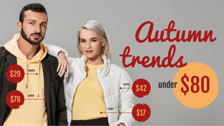 Autumn Trends Young Couple in Fall Outfits Youtube Thumbnail Design Template