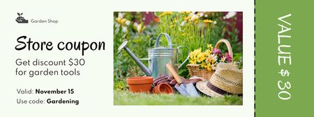 Garden Tools Sale Offer with Spring Garden Coupon Design Template