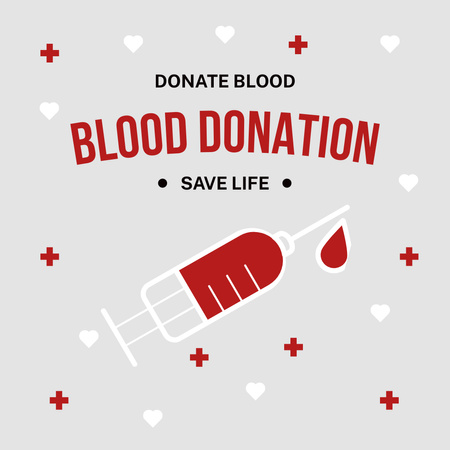 Ontwerpsjabloon van Instagram van Bloeddonatiemotivatie op grijs