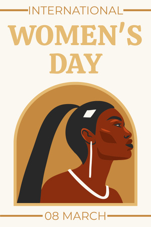 Women's Day Announcement with Illustration of Beautiful Woman Pinterest Design Template